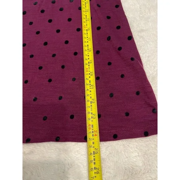 Talbots NWT Pullover Long Sleeve Purple Shirt Medium Petite Black Velvet Dot - Picture 5 of 6